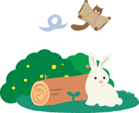イラスト：モモンガとウサギ